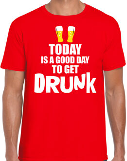 Bellatio Decorations Rood fun t-shirt good day to get drunk  - heren -  Drank / festival shirt / outfit / kleding XL
