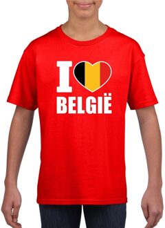 Bellatio Decorations Rood I love Belgie supporter shirt kinderen - Belgisch shirt jongens en meisjes L (146-152)