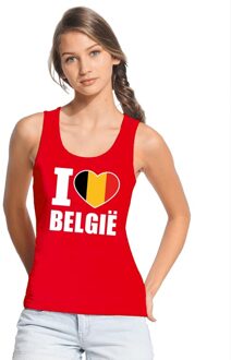 Bellatio Decorations Rood I love Belgie supporter singlet shirt/ tanktop dames - Belgisch shirt dames L