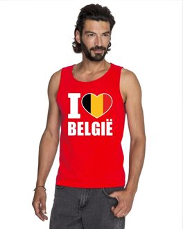 Bellatio Decorations Rood I love Belgie supporter singlet shirt/ tanktop heren - Belgisch shirt heren 2XL