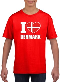 Bellatio Decorations Rood I love Denemarken fan shirt kinderen L (146-152)