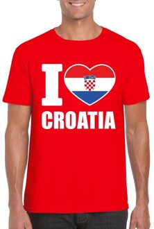 Bellatio Decorations Rood I love Kroatie fan shirt heren 2XL