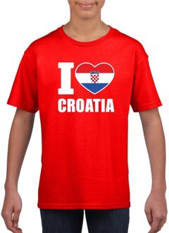 Bellatio Decorations Rood I love Kroatie fan shirt kinderen L (146-152)