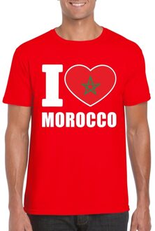 Bellatio Decorations Rood I love Marokko - supporters fans - t-shirt - heren - met vlag