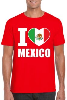 Bellatio Decorations Rood I love Mexico fan shirt heren M