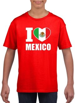 Bellatio Decorations Rood I love Mexico fan shirt kinderen L (146-152)