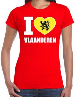 Bellatio Decorations Rood I love Vlaanderen t-shirt dames