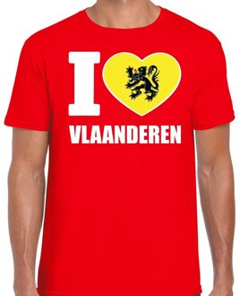 Bellatio Decorations Rood I love Vlaanderen t-shirt heren 2XL