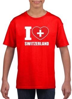 Bellatio Decorations Rood I love Zwitserland fan shirt kinderen L (146-152)