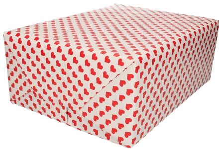 Bellatio Decorations Rood inpakpapier hartjes print 200 cm voor verjaardag