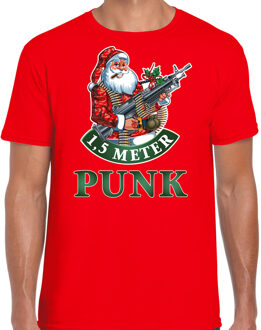 Bellatio Decorations Rood Kerst shirt / Kerstkleding 1,5 meter punk voor heren 2XL - kerst t-shirts