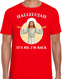 Bellatio Decorations Rood Kerst shirt / Kerstkleding Hallelujah its me im back voor heren 2XL - kerst t-shirts