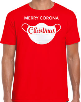 Bellatio Decorations Rood Kerst shirt / Kerstkleding Merry corona Christmas voor heren 2XL