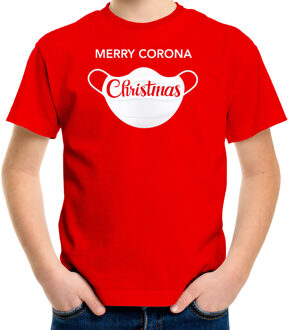 Bellatio Decorations Rood Kerst shirt/ Kerstkleding Merry corona Christmas voor kinderen L (140-152)