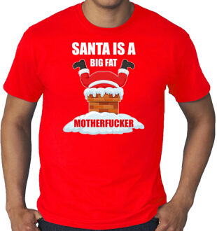 Bellatio Decorations Rood Kerst shirt/ Kerstkleding Santa is a big fat motherfucker voor heren grote maten 3XL - kerst t-shirts