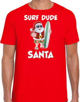 Bellatio Decorations Rood Kerst shirt/ Kerstkleding surf dude Santa voor heren 2XL - kerst t-shirts