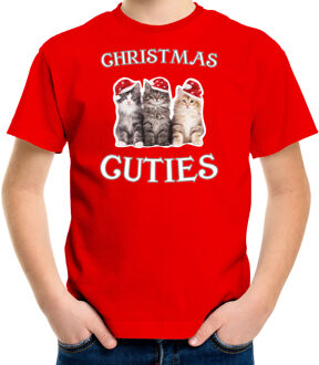 Bellatio Decorations Rood Kerstshirt / Kerstkleding Christmas cuties voor kinderen S (110-116) - kerst t-shirts kind