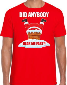 Bellatio Decorations Rood Kerstshirt / Kerstkleding Did anybody hear my fart voor heren 2XL - kerst t-shirts