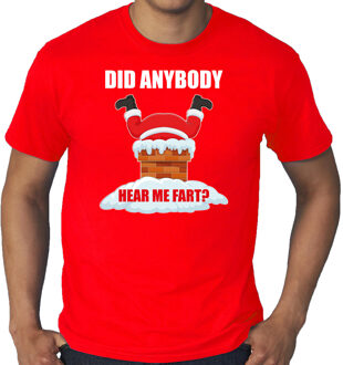 Bellatio Decorations Rood Kerstshirt / Kerstkleding Did anybody hear my fart voor heren grote maten 3XL - kerst t-shirts