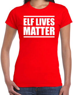 Bellatio Decorations Rood Kerstshirt / Kerstkleding Elf lives matter voor dames L - kerst t-shirts