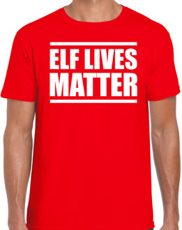 Bellatio Decorations Rood Kerstshirt / Kerstkleding Elf lives matter voor heren M - kerst t-shirts