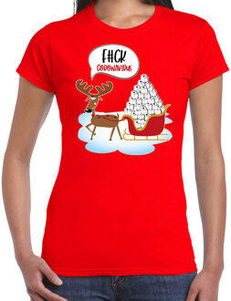 Bellatio Decorations Rood Kerstshirt / Kerstkleding F#ck coronavirus voor dames XS