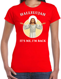 Bellatio Decorations Rood Kerstshirt / Kerstkleding Hallelujah its me im back voor dames 2XL - kerst t-shirts