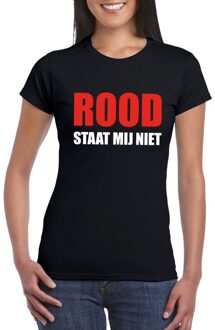 Bellatio Decorations Rood staat mij niet tekst t-shirt zwart voor dames - dames fun shirts 2XL