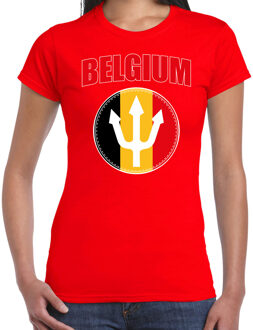 Bellatio Decorations Rood t-shirt Belgium / Belgie met drietand EK/ WK voor dames - Belgie supporter - EK/ WK shirt / outfit 2XL