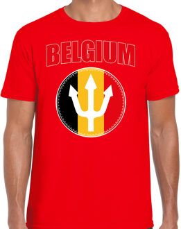 Bellatio Decorations Rood t-shirt Belgium / Belgie met drietand EK/ WK voor heren - Belgie supporter - EK/ WK shirt / outfit 2XL