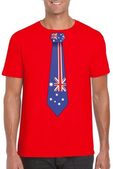 Bellatio Decorations Rood t-shirt met Australie vlag stropdas heren