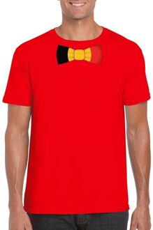 Bellatio Decorations Rood t-shirt met Belgie strikje heren - Belgie supporter 2XL