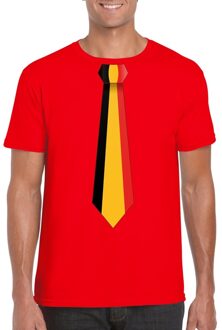 Bellatio Decorations Rood t-shirt met Belgie stropdas heren - Belgie supporter 2XL