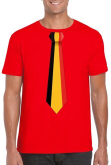 Bellatio Decorations Rood t-shirt met Belgie stropdas heren - Belgie supporter S