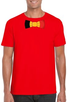 Bellatio Decorations Rood t-shirt met Belgie vlag strikje heren
