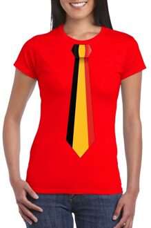 Bellatio Decorations Rood t-shirt met Belgie vlag stropdas dames -  Belgie supporter 2XL