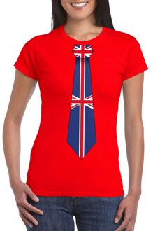 Bellatio Decorations Rood t-shirt met Engeland vlag stropdas dames 2XL