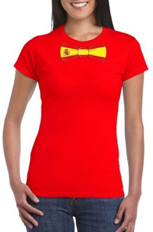 Bellatio Decorations Rood t-shirt met Spanje vlag strikje dames Wit