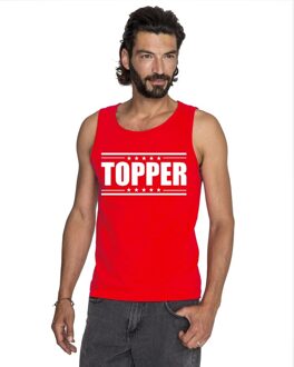 Bellatio Decorations Rood Topper mouwloos shirt/ tanktop in rood met witte letters heren - Toppers dresscode kleding 2XL