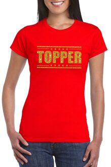 Bellatio Decorations Rood Topper shirt in gouden glitter letters dames - Toppers dresscode kleding XS