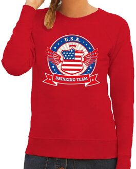 Bellatio Decorations Rood USA drinking team sweater dames 2XL