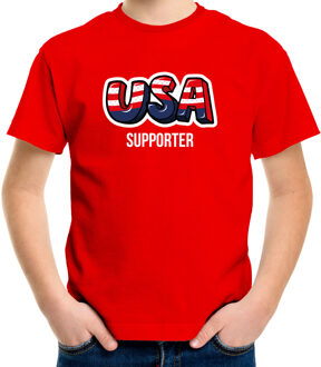 Bellatio Decorations Rood usa fan t-shirt voor kinderen - usa supporter - Amerika supporter - EK/ WK shirt / outfit L (146-152)