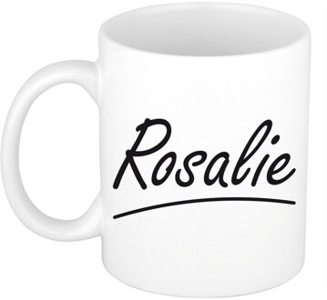 Bellatio Decorations Rosalie voornaam kado beker / mok sierlijke letters - gepersonaliseerde mok met naam - Naam mokken Multikleur