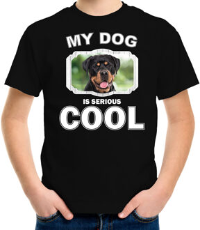 Bellatio Decorations Rottweiler honden t-shirt my dog is serious cool zwart - kinderen - Rottweilers liefhebber cadeau shirt L (146-152)