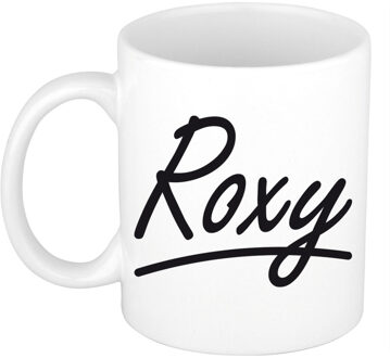 Bellatio Decorations Roxy Naam koffiemok - beker - met sierlijke letters - wit - 300 ml - Cadeau - Dames