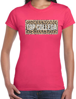 Bellatio Decorations Roze cadeau shirt top collega met panter print voor dames L