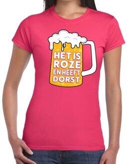 Bellatio Decorations Roze Het is roze en heeft dorst t-shirt dames 2XL