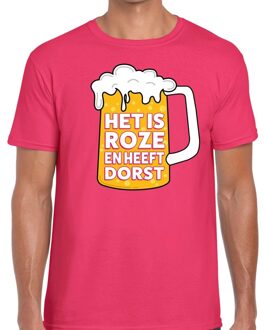 Bellatio Decorations Roze Het is roze en heeft dorst t-shirt heren 2XL
