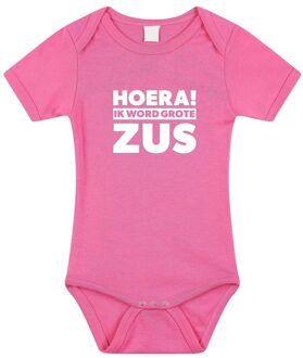 Bellatio Decorations Roze Hoera ik word grote zus rompertje voor meisjes 56 (1-2 maanden)