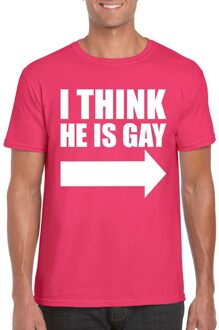 Bellatio Decorations Roze I think he is gay shirt voor heren 2XL